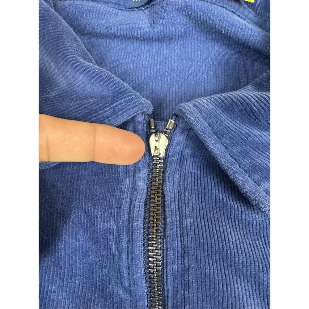 Polo Ralph Lauren Mens Navy Blue Knit Corduroy Quarter Zip Pullover Size XL READ